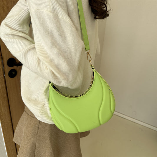 Women's Leather Autumn Underarm Tide Design Baseball Shoulder Bags
