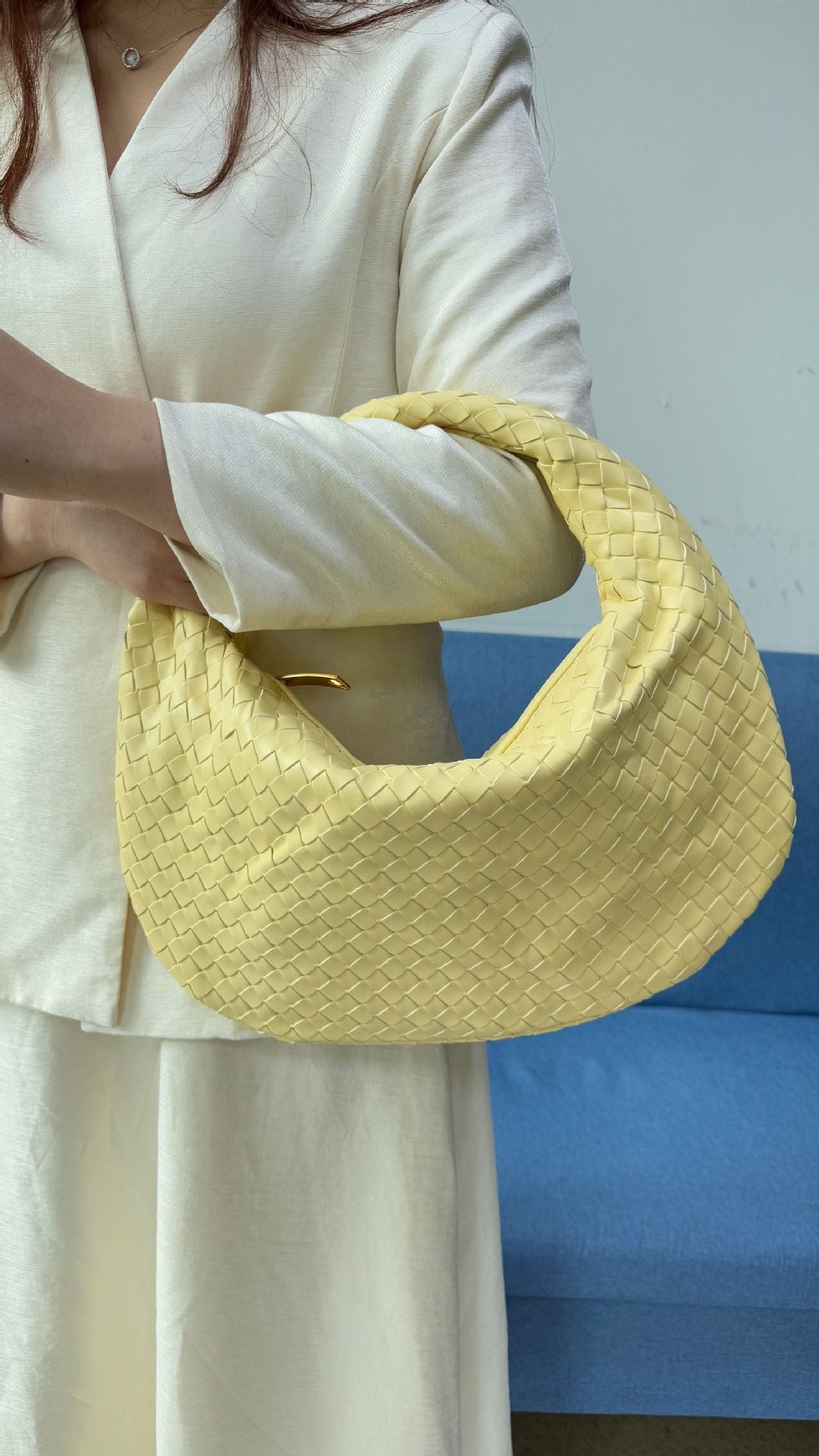 Women's Denim Woven Fashion Portable Horn Bags