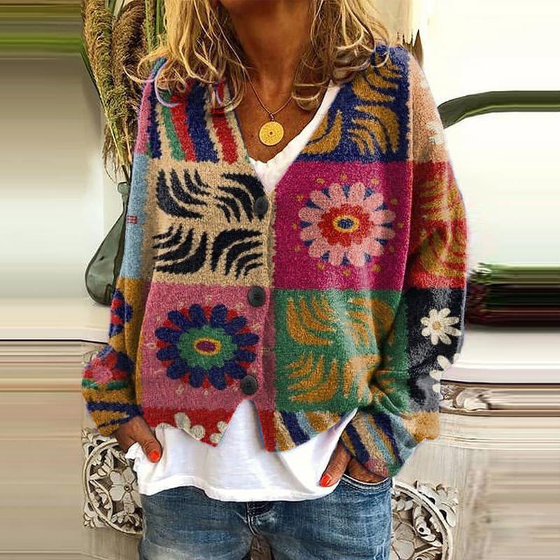 Women's Printed Wear Soft Casual Cloak Fashion Knitwear