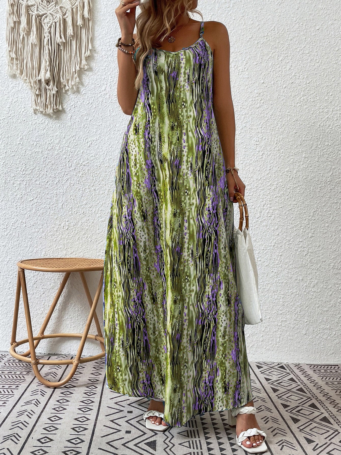 Popular Casual Women's Fashion Printing Slip Dress