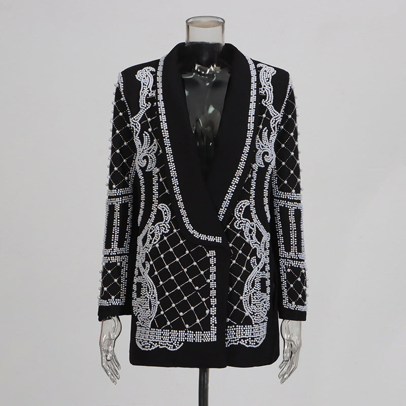 Fashionable High-grade Autumn Beaded Rhinestone Temperament Blazers
