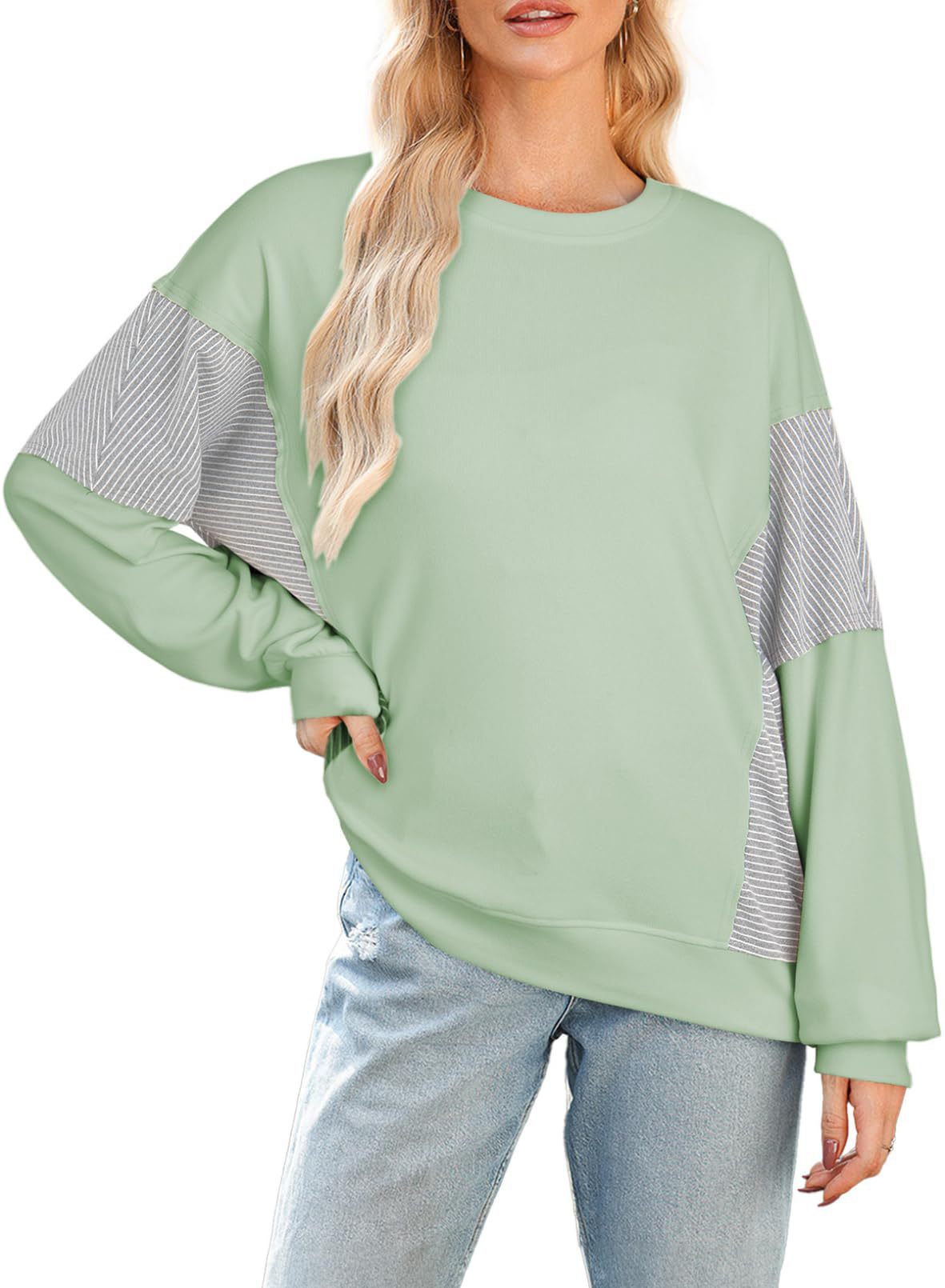 Women's Fashion Striped Crew Neck Versatile Casual Women's Sweater, Sweater