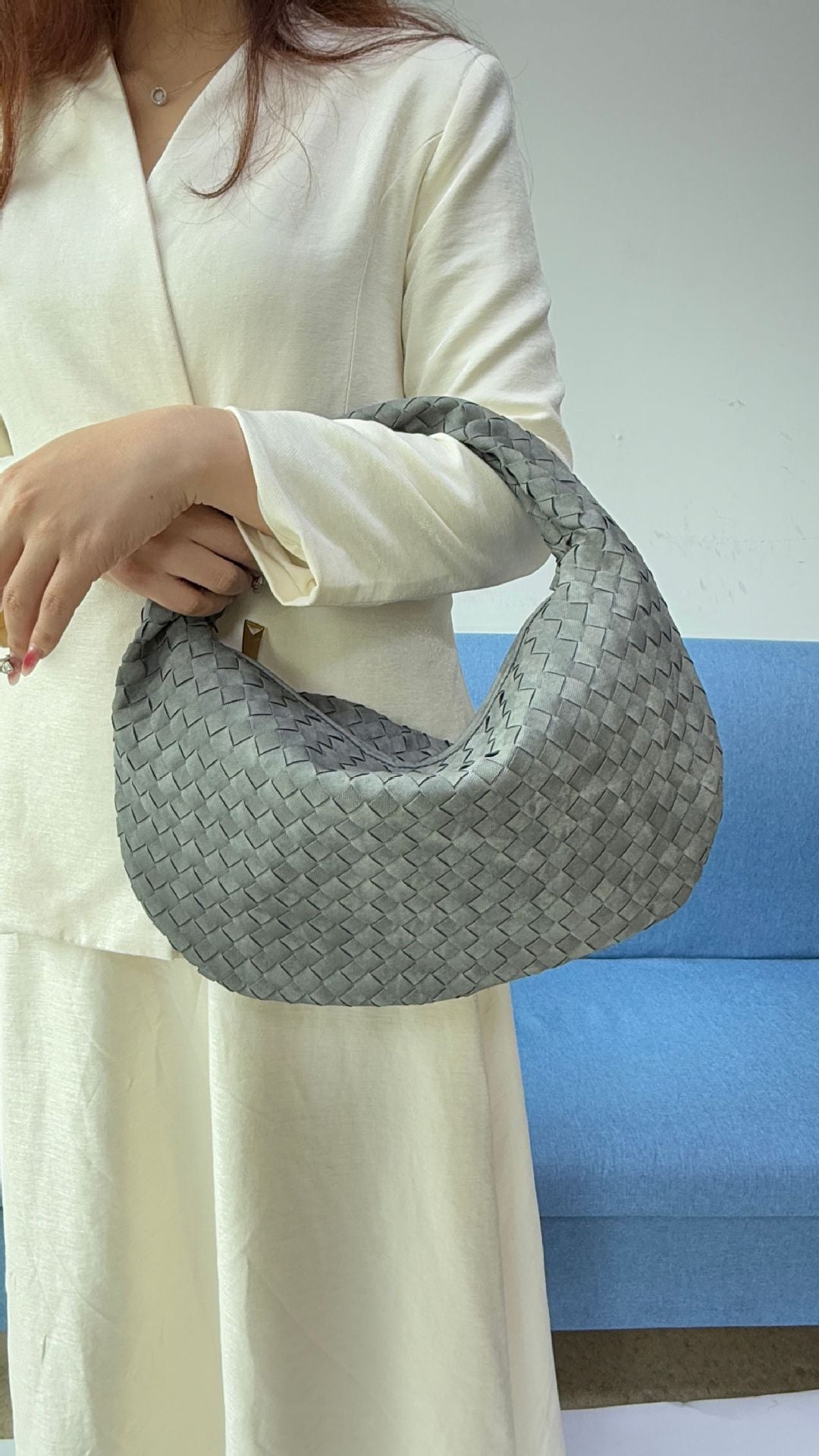 Women's Denim Woven Fashion Portable Horn Bags