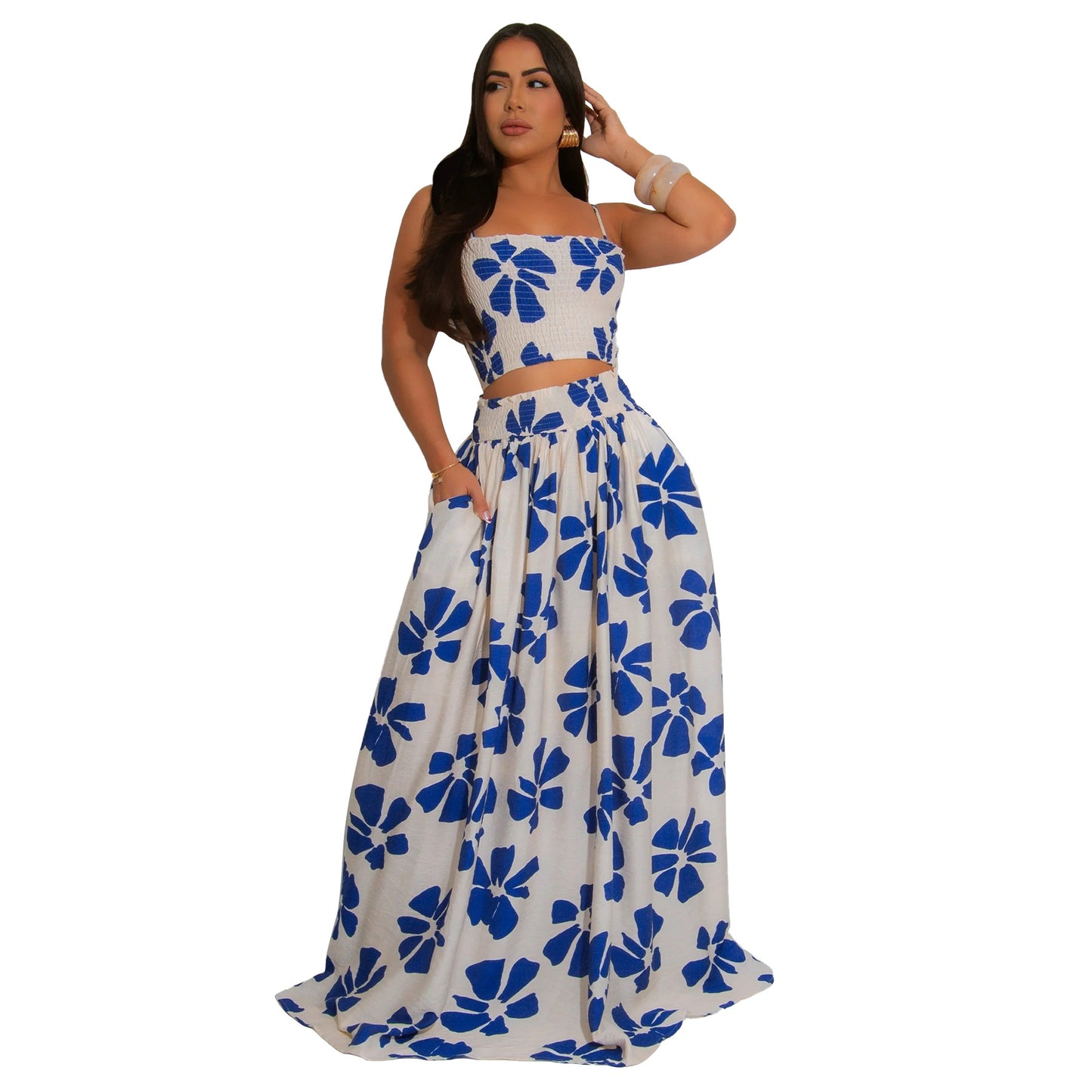 Women's Summer Bohemian Style Sling Smocking Large Suits