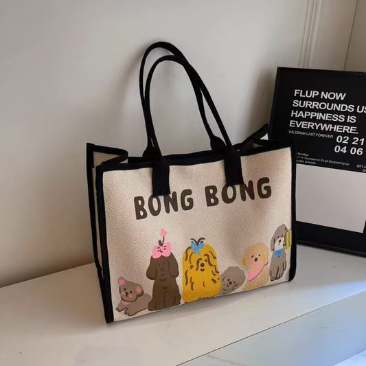 Women's Printed Canvas Large Capacity Outing Shopping Shoulder Bags