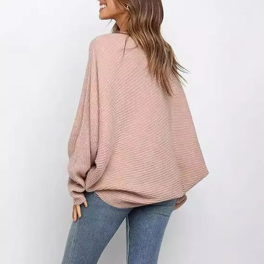 Long Sleeve Round Neck Solid Color Loose Sweaters