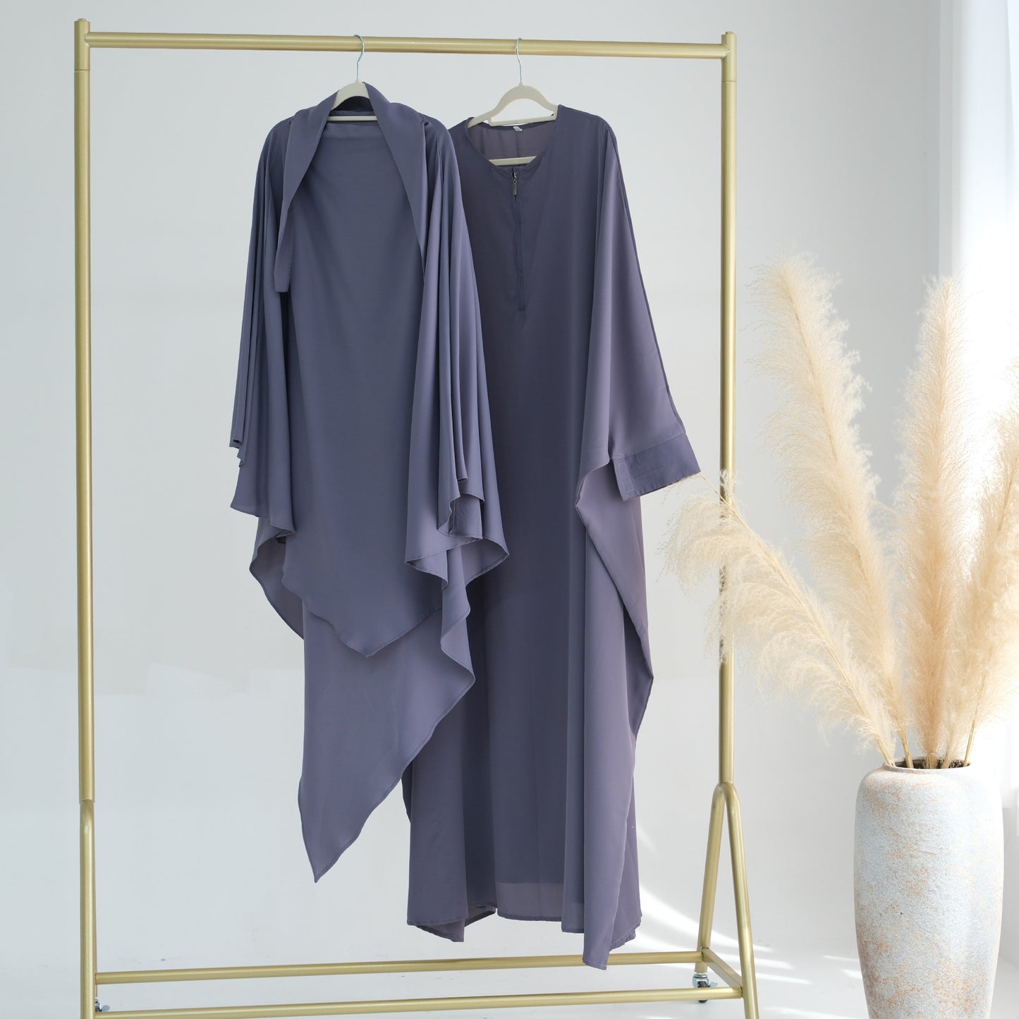 Swing Solid Color Batwing Sleeve Robe Dresses