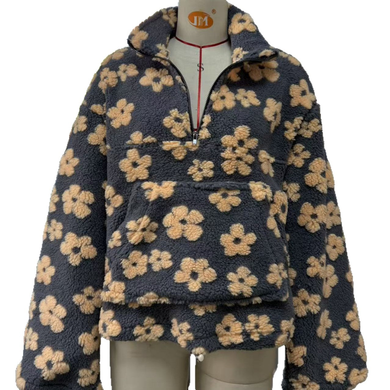 Women's Fashionable Faux Lamb Wool Printed Loose Sweaters