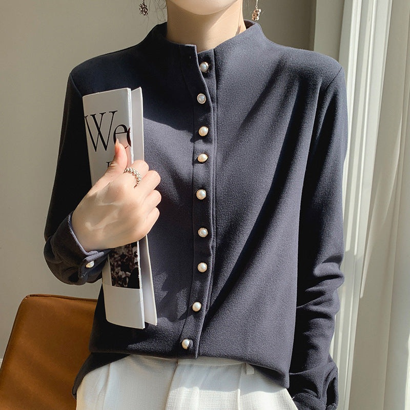 Women's Double-sided Warm Shirt Half Turtleneck Fashion Blouses