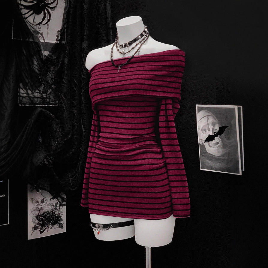 Long Sleeve Knitted Sexy Hip Vacation Dress