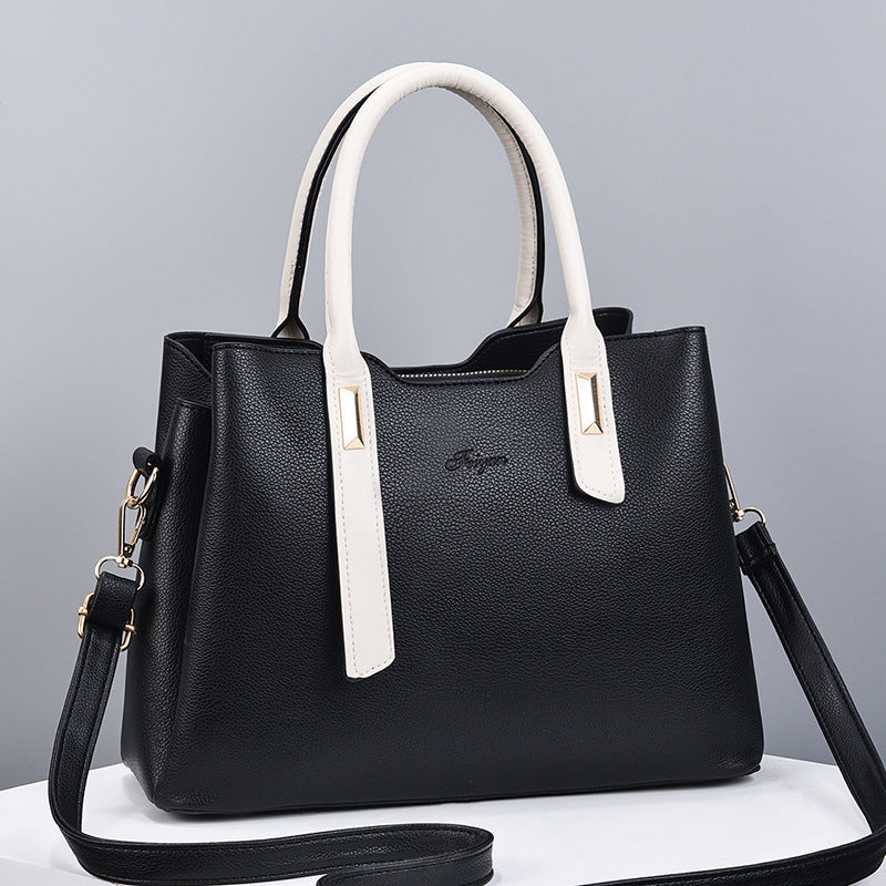 Women's Korean Style Color Matching Large Capacity Handbags