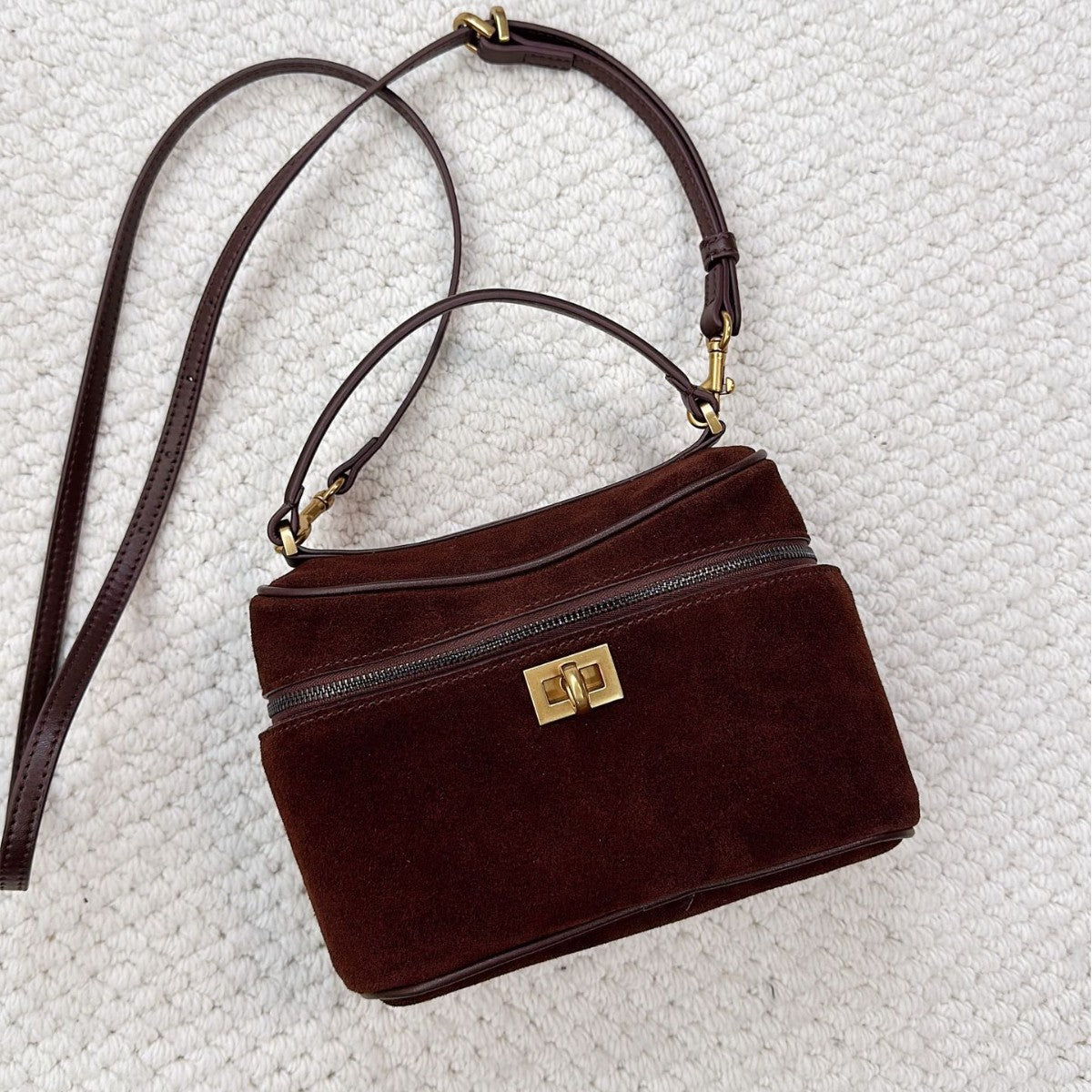 Matte Cowhide Lunch Box Large Capacity Crossbody Bags