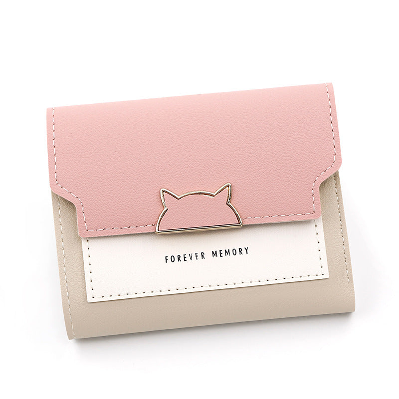 Women's Simple Short Fresh Sweet Leather Patchwork Ladies Wallets