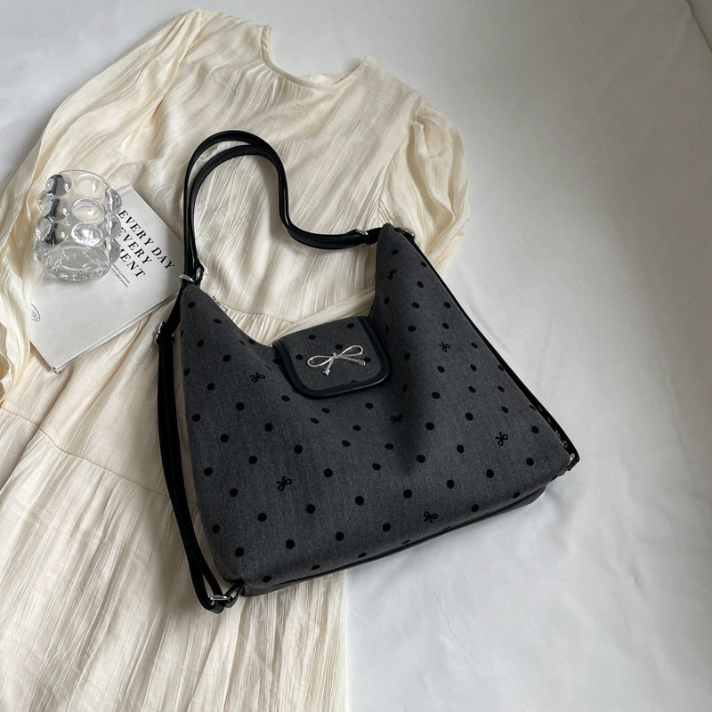 Women's Large Capacity Preppy Style Commuter Polka Tote Bags