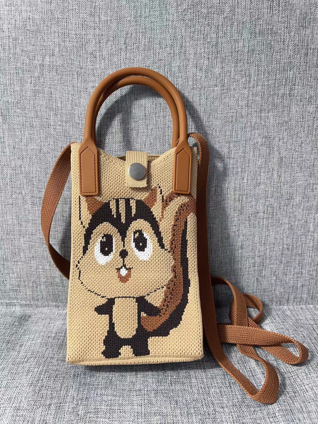 Cute Cartoon Knitted Korean Style Minority Phone Bags