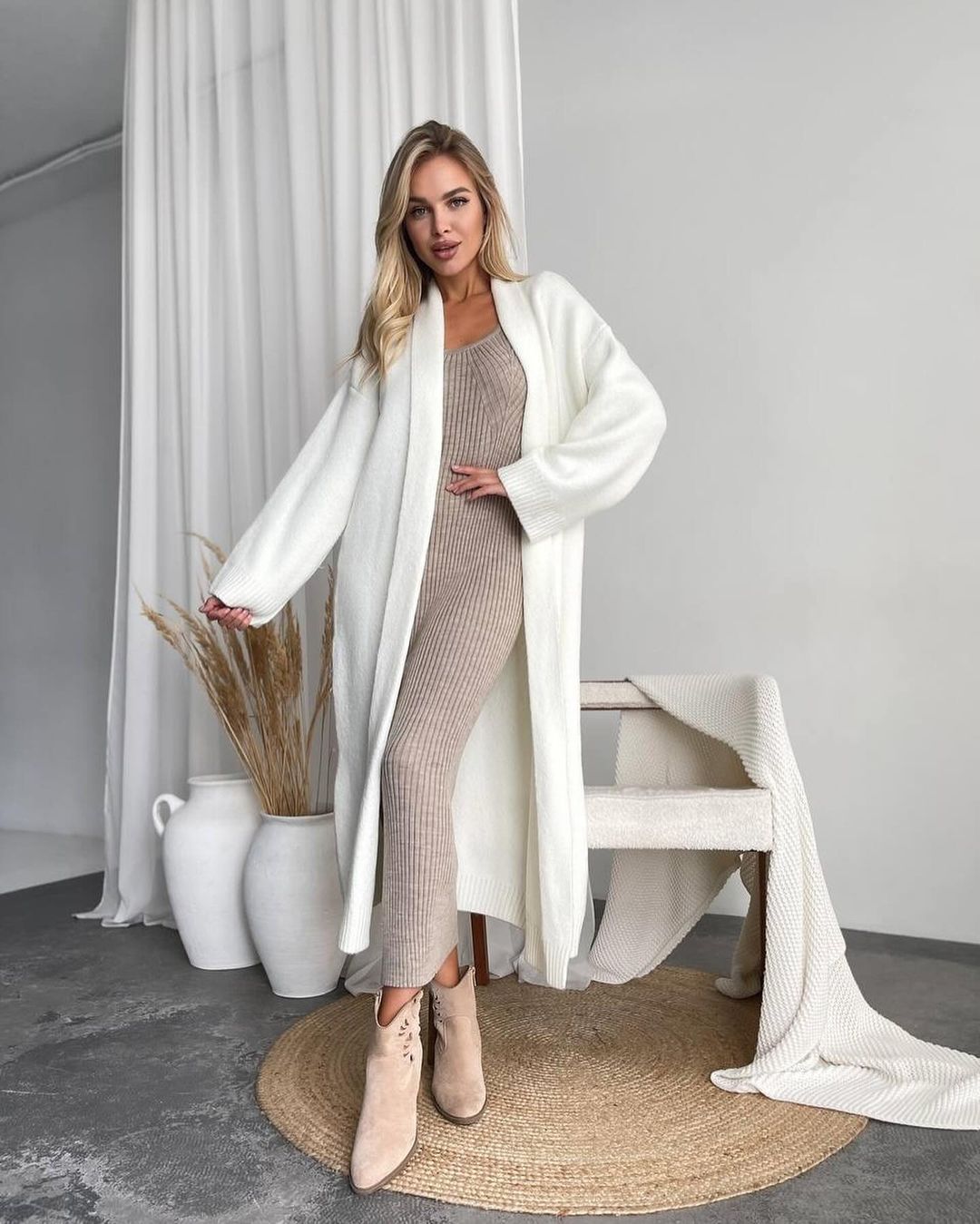 Women's Stylish Elegant Collarless Long For Sweaters