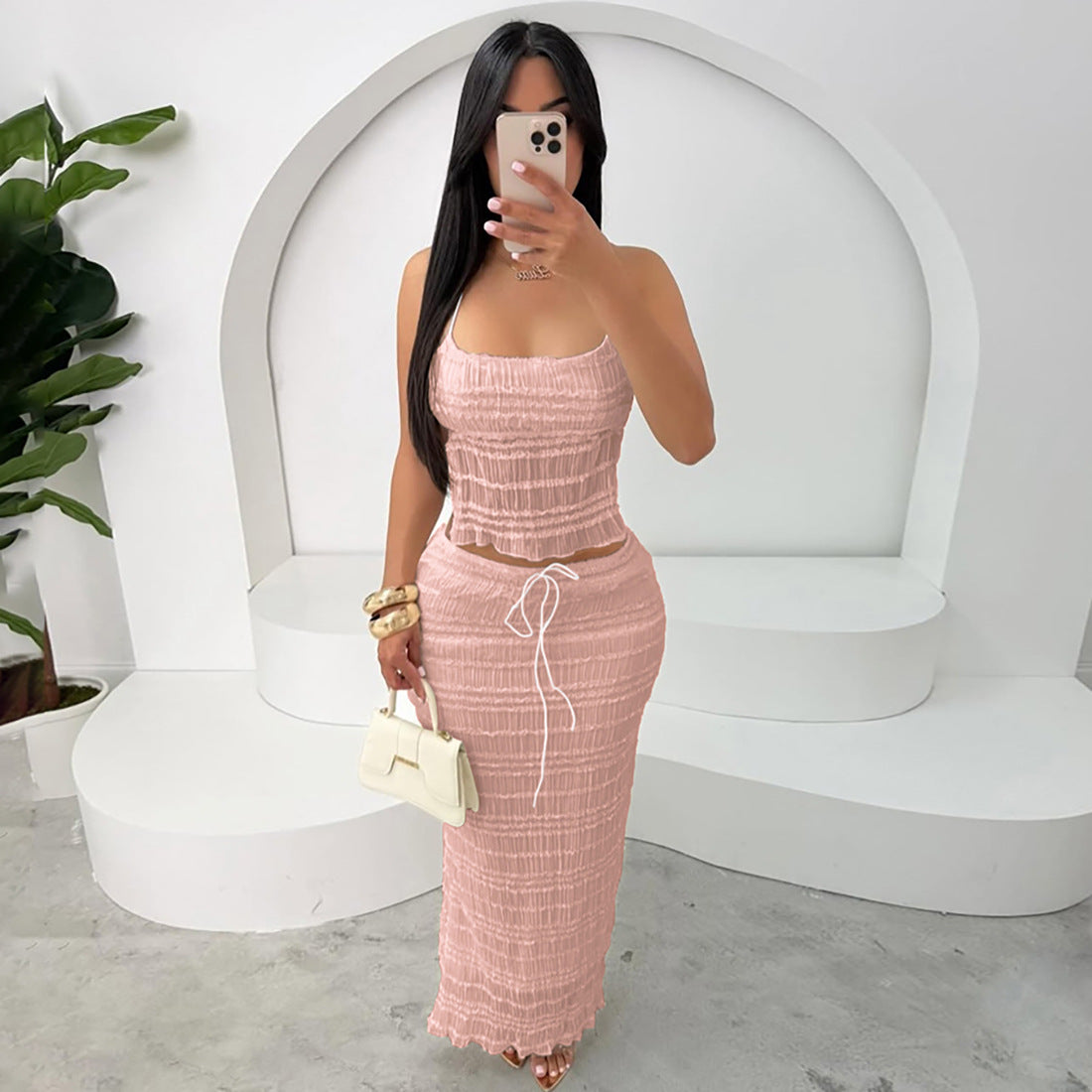 Women's Spring Fashion Halter Backless Sexy Pleated Suits