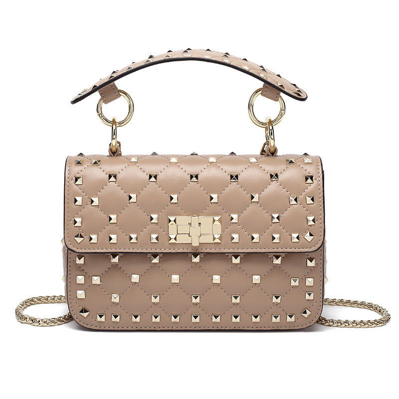 Women's Leather Rhombus Chain Rivet Portable Bags