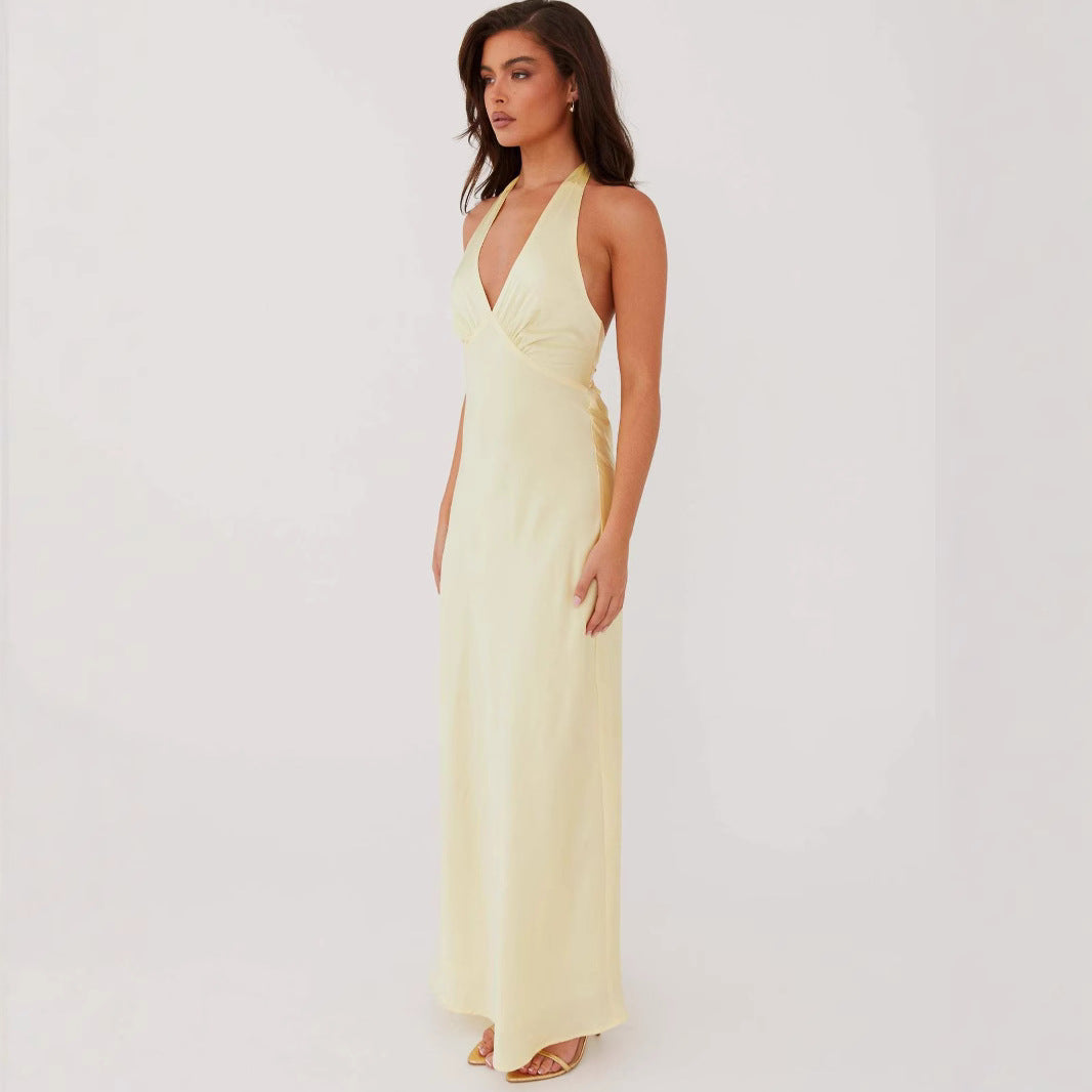 Stylish Popular Fashionable Sexy Backless Satin Dress
