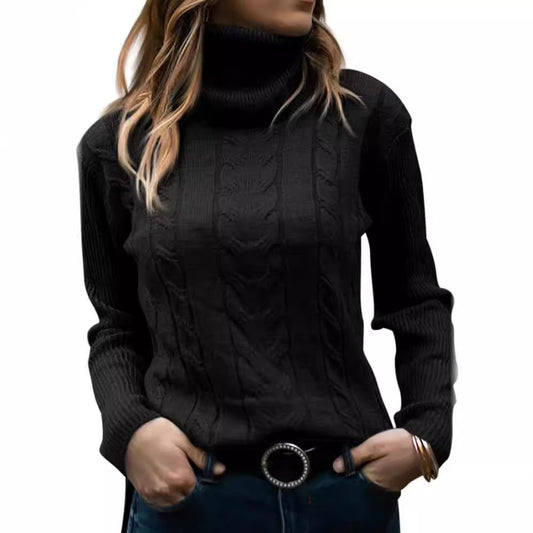 Women's Solid Color Turtleneck Retro Long Sleeve Sweaters
