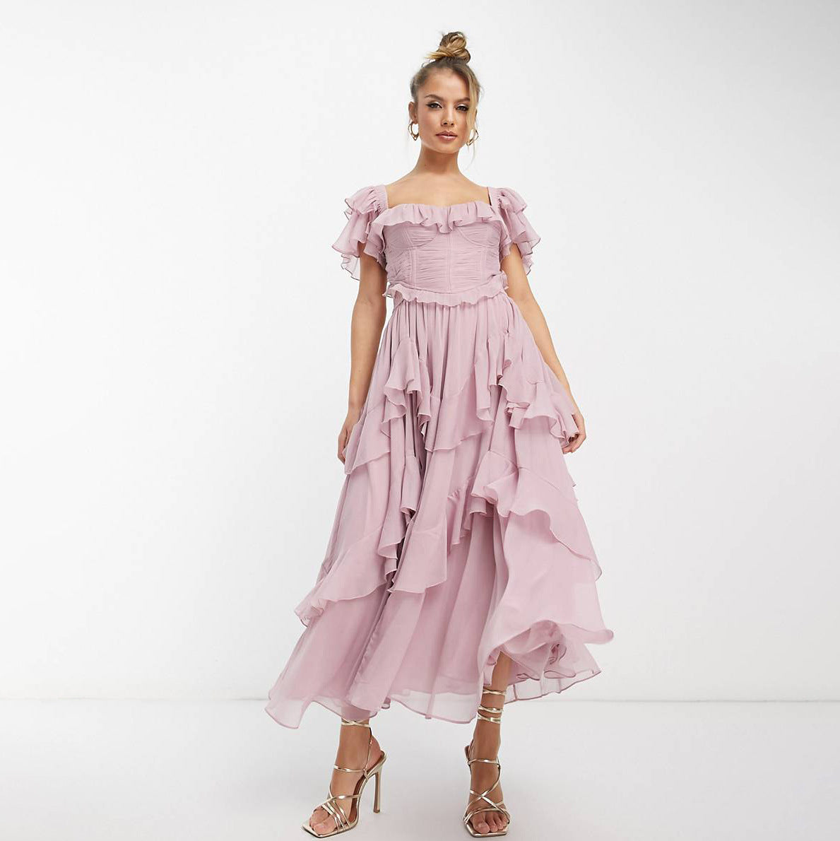 Dress Holiday Lace Backless Cake Ruffled Dresses
