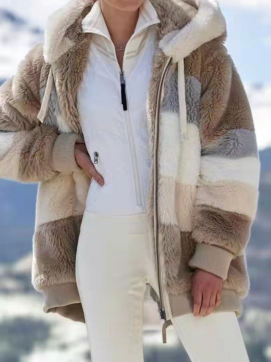 Women's Loose-fitting Long Sleeve Plush Hooded Sweaters