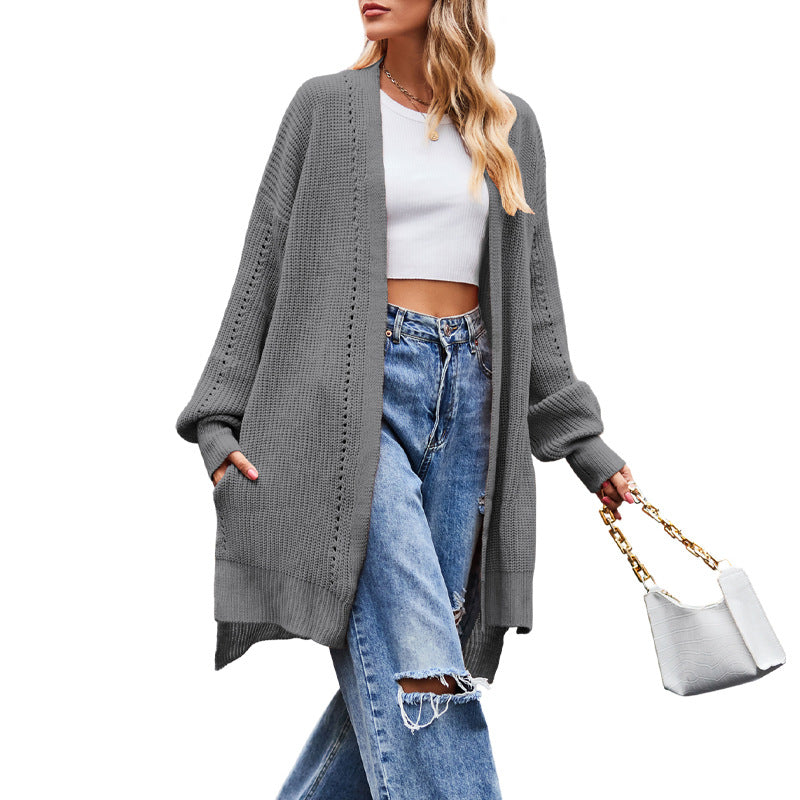 Women's Winter Autumn Solid Color Baggy Pocket Sweaters