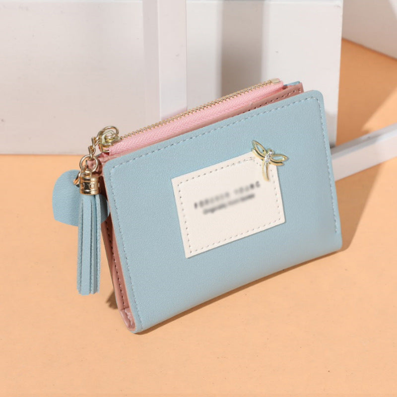 Women's Beautiful Short Leather Metal Zipper Ladies Wallets