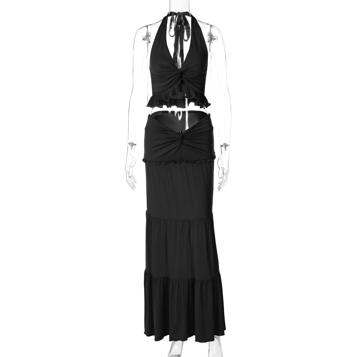 Women's Spring Sexy Wooden Ear Halter Spaghetti Straps Detail Suits