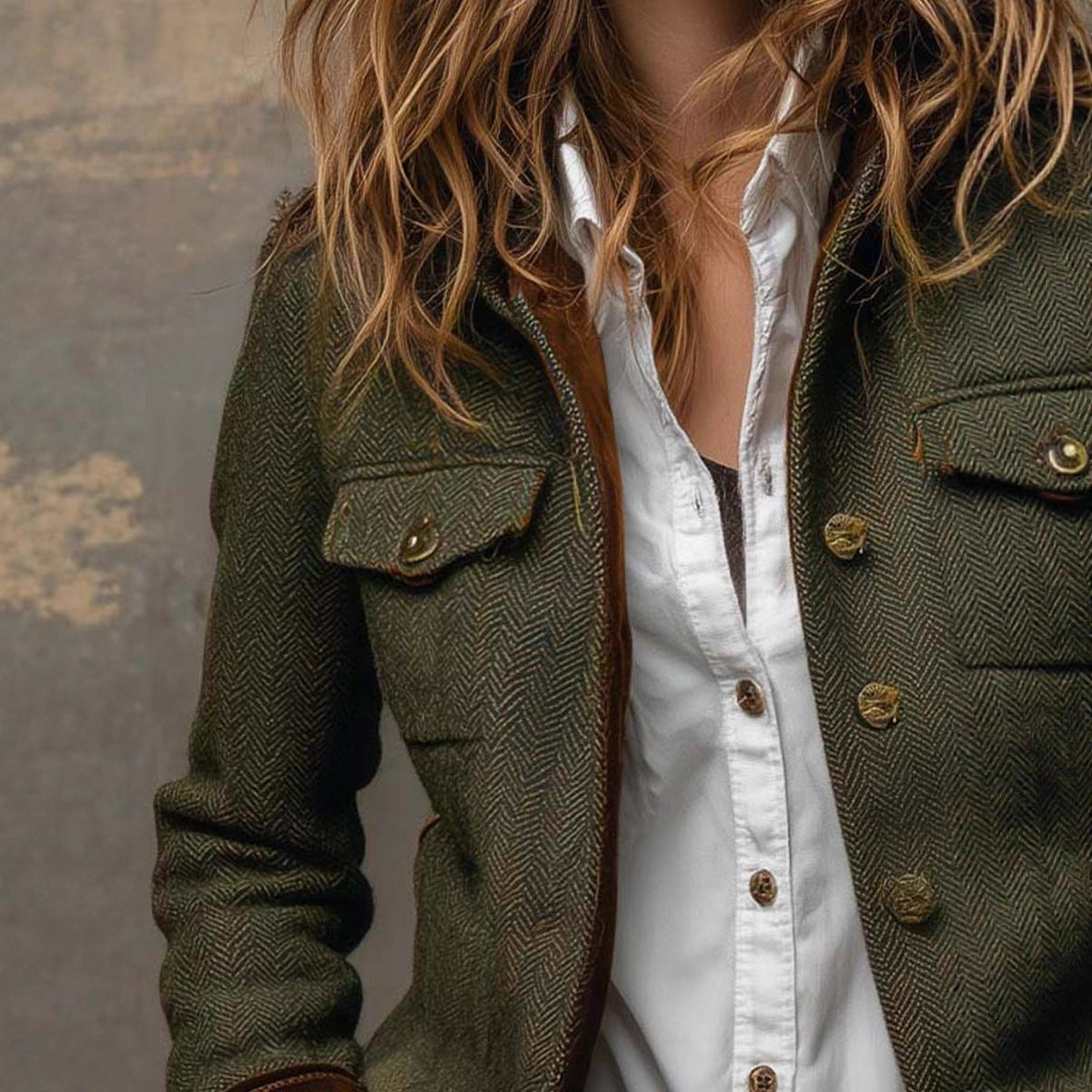 Vintage Herringbone Tweed With Veet Trim Jackets