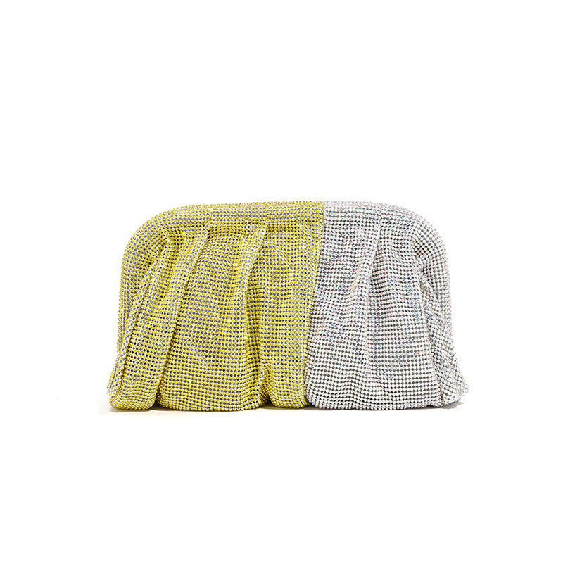Women's Clouds Clip Pleated Clutch Diamond High-grade Evening Bags