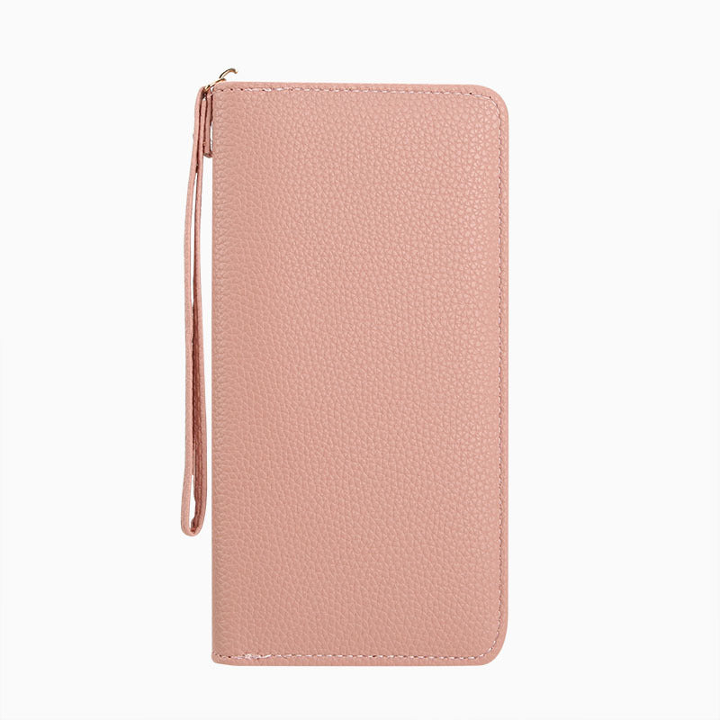 Women's Long Macaron Zipper Lychee Pattern Ladies Wallets