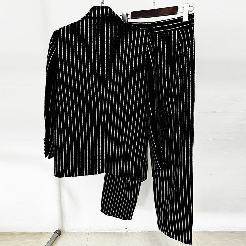 Casual Elegant Loose Rhinestone Trousers Two-piece Fashion Casual Suit