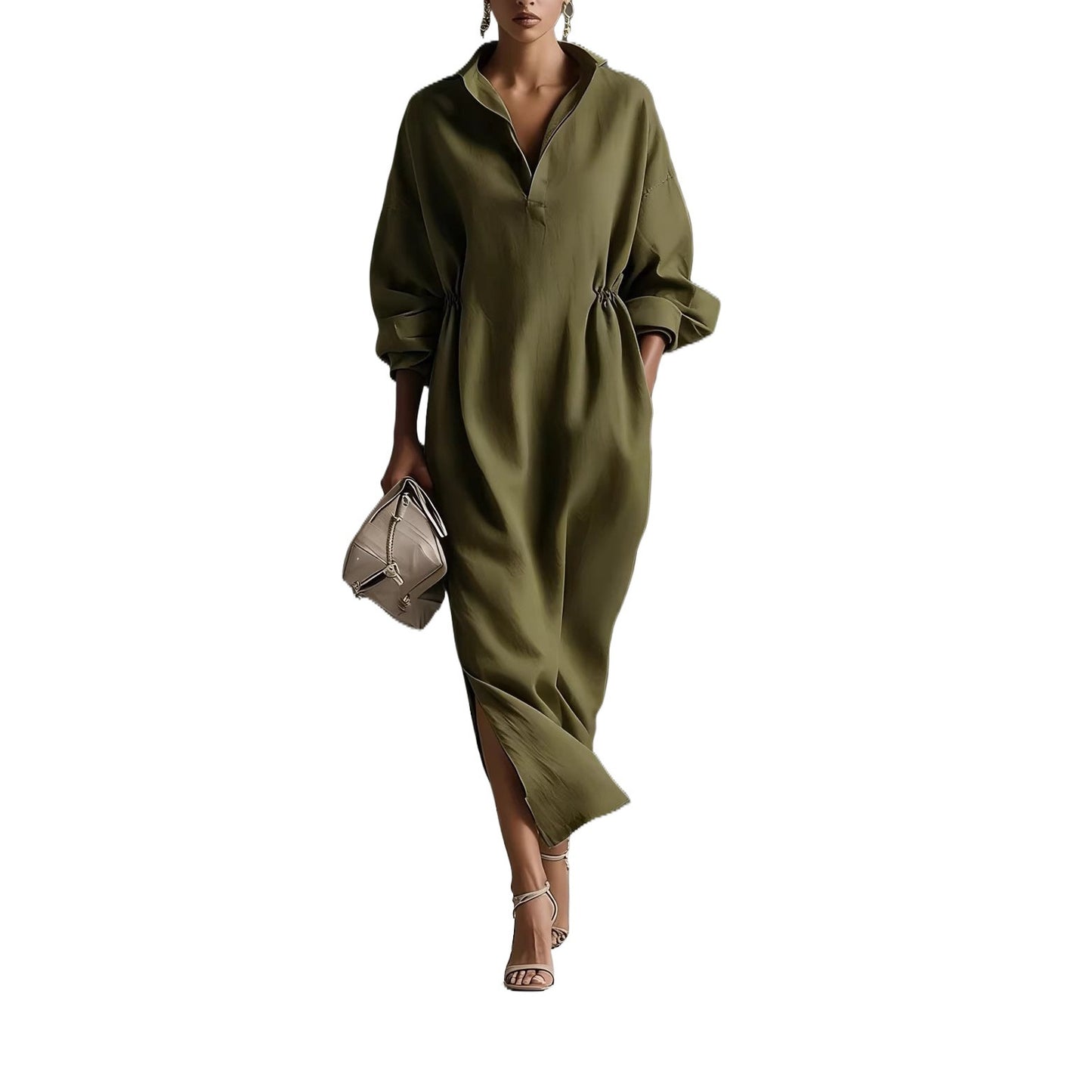 Women's Sleeve Lapel Casual Fashion French Style Elegant Dress