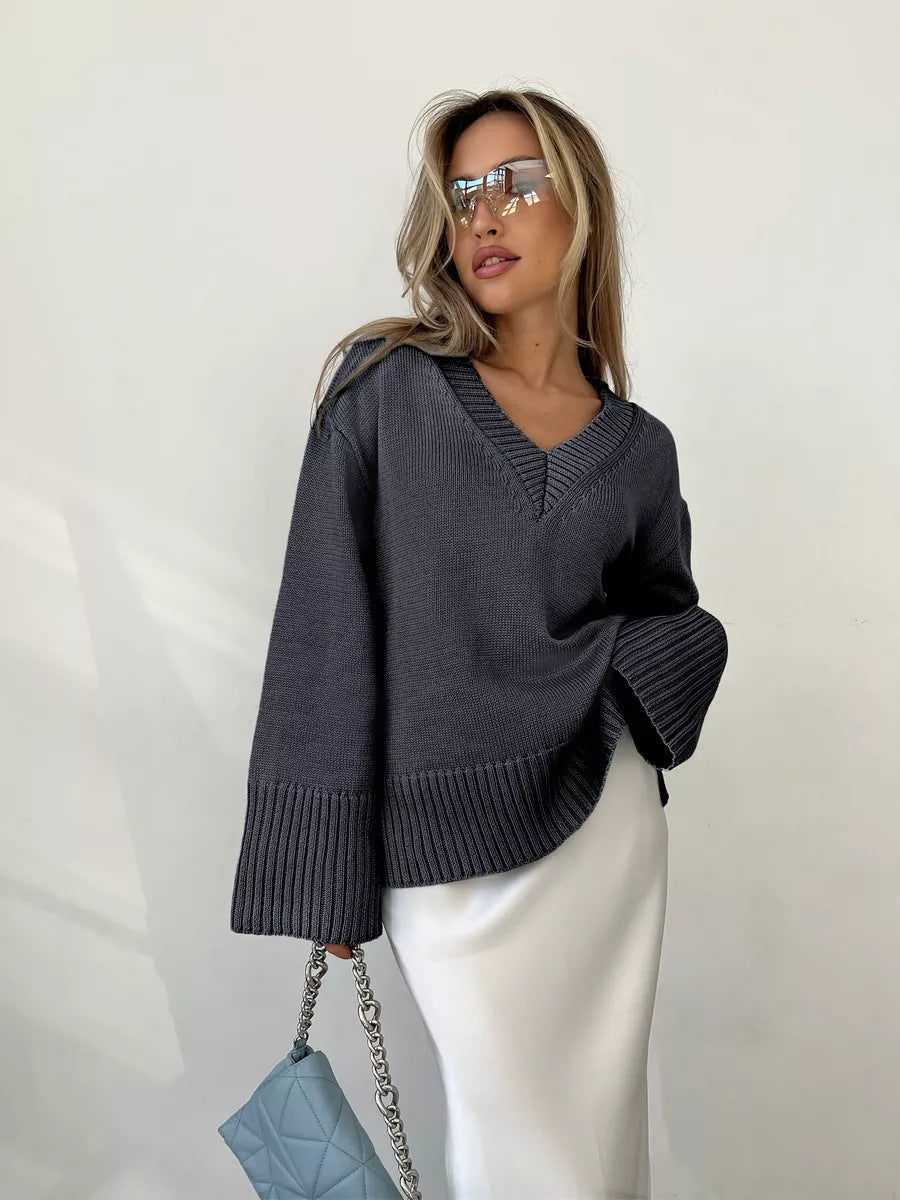 Women's Solid Color Pullover Idle Style Casual Sweaters