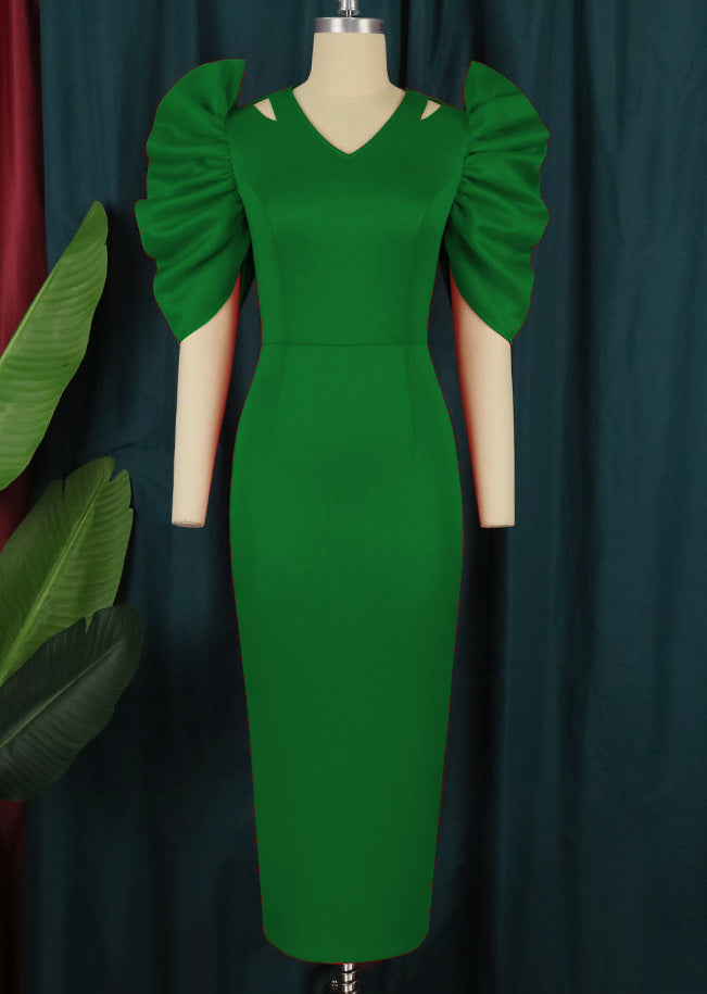 Women's Pleated Solid Color High Waist Party Dresses