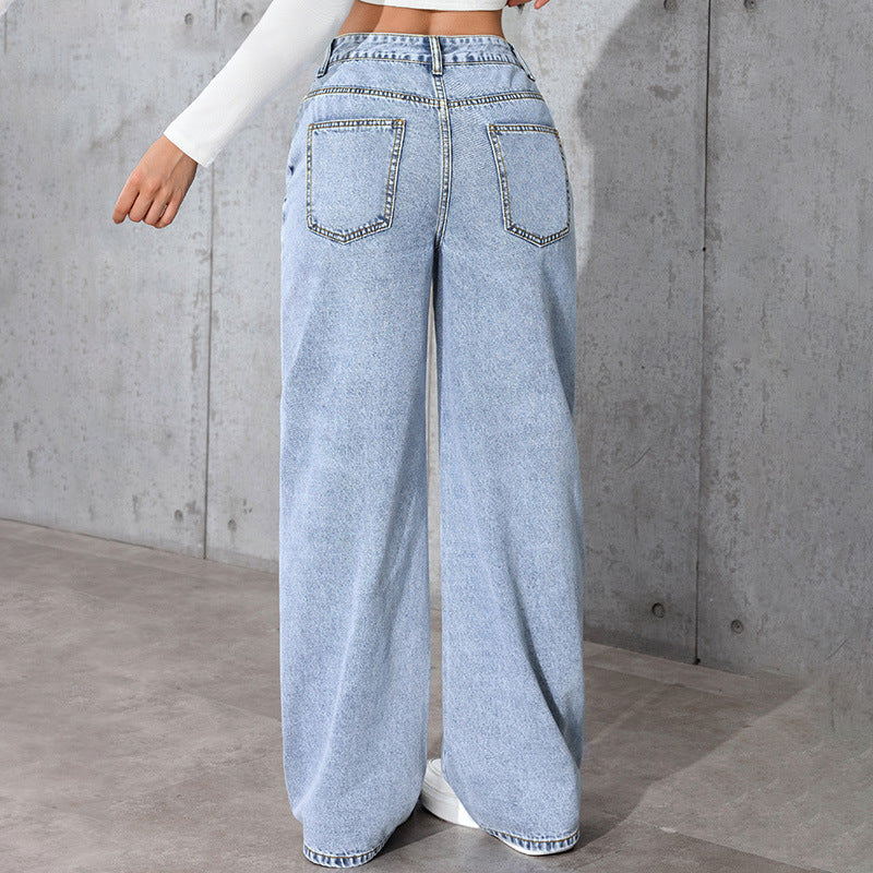 Women's Spicy Style High Waist Straight Summer Loose Trendy Jeans