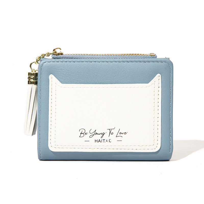 Short Simple Multi Slots Zipper Korean Ladies Wallets