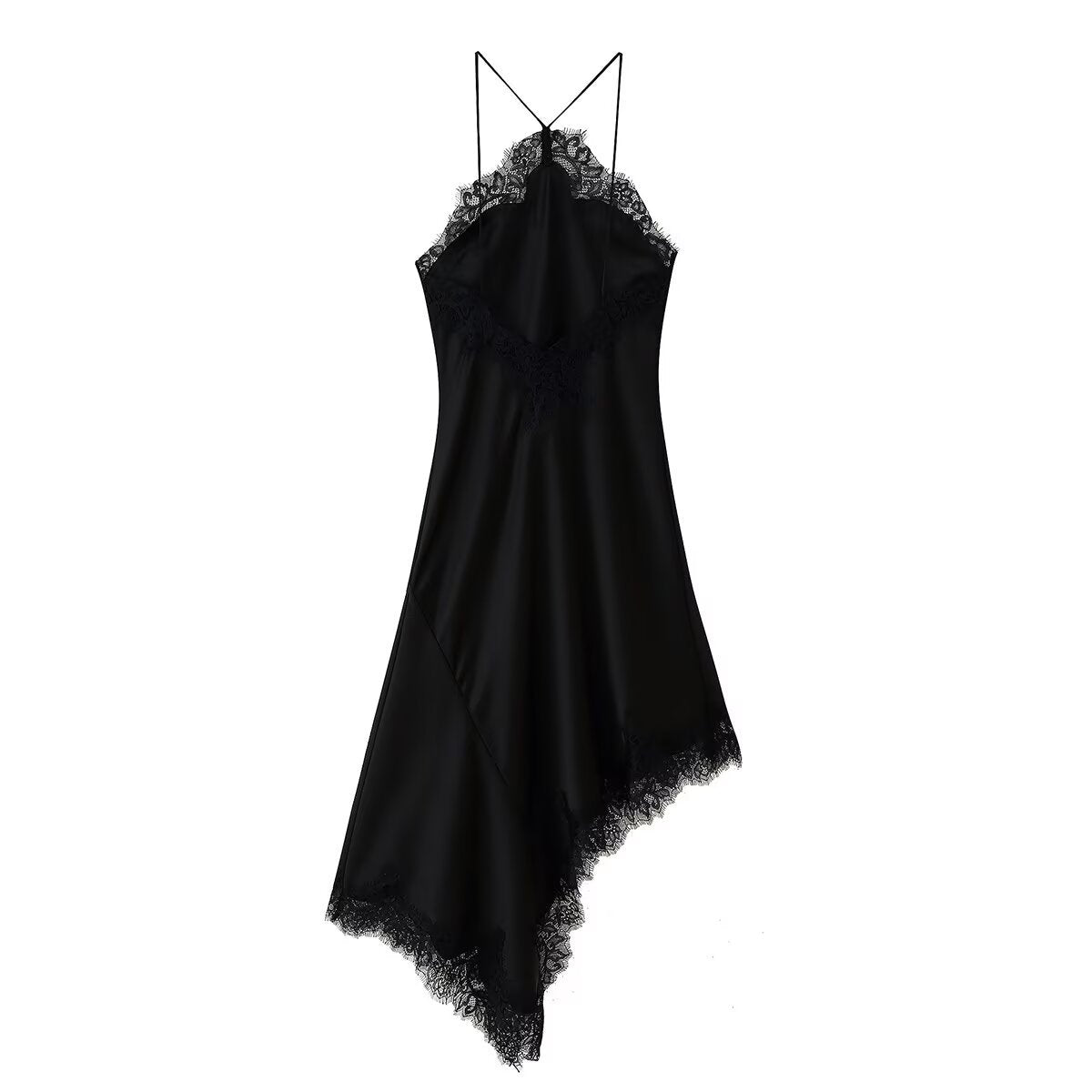Women's Halter Lace Silk Satin Dress Dresses
