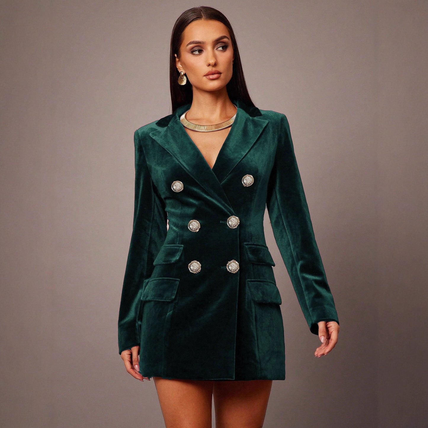 Women's Lapel Elegant British Style Double Breasted Blazers