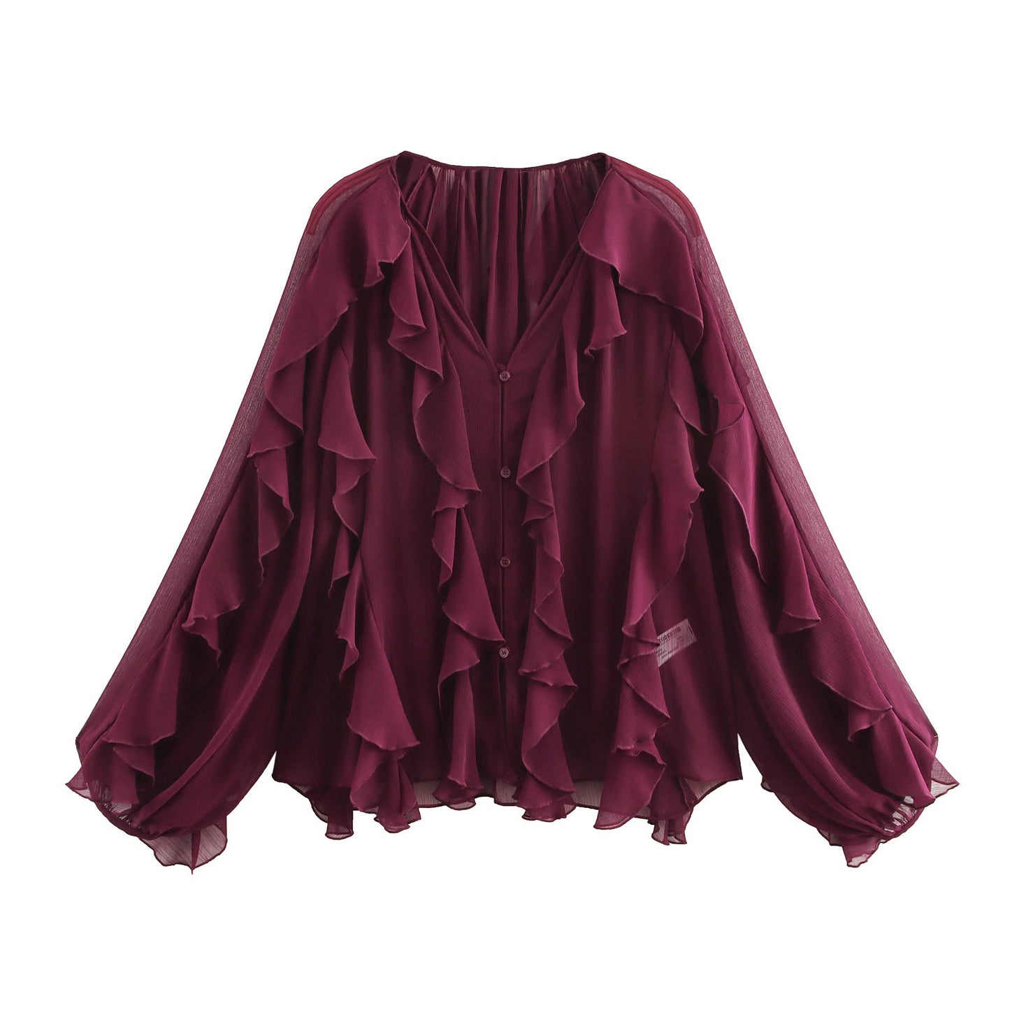 Women's Temperament Laminated Decoration Fashion Long Sleeve Blouses
