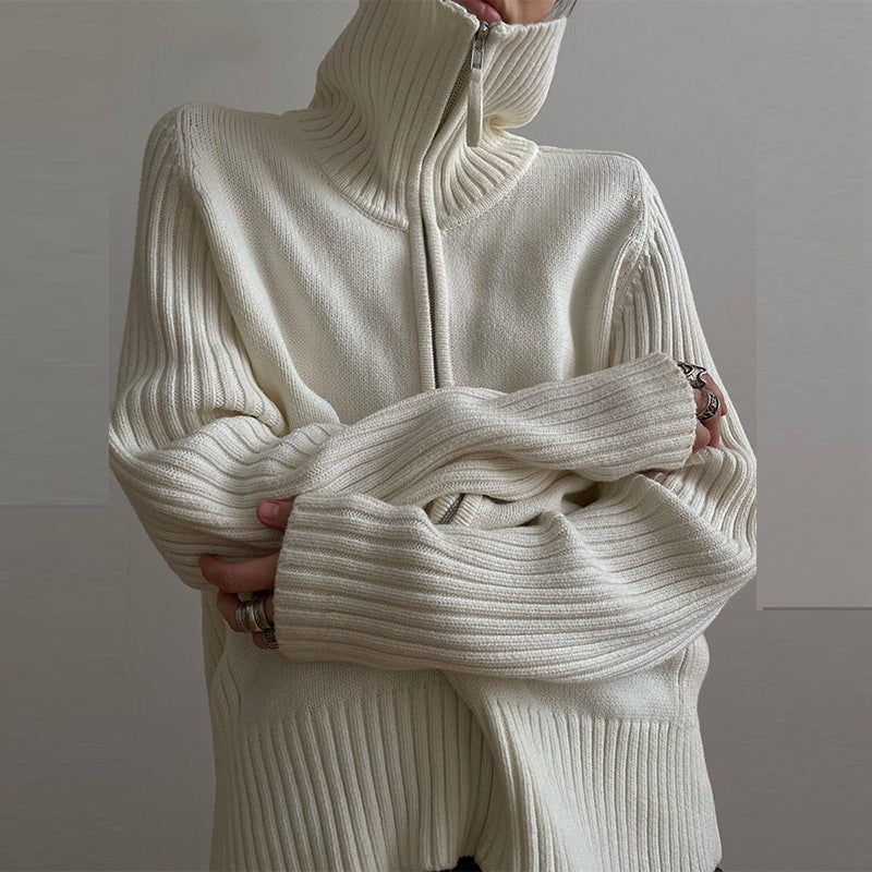Women's Solid Color Loose Lapels Lazy Knitted Coats