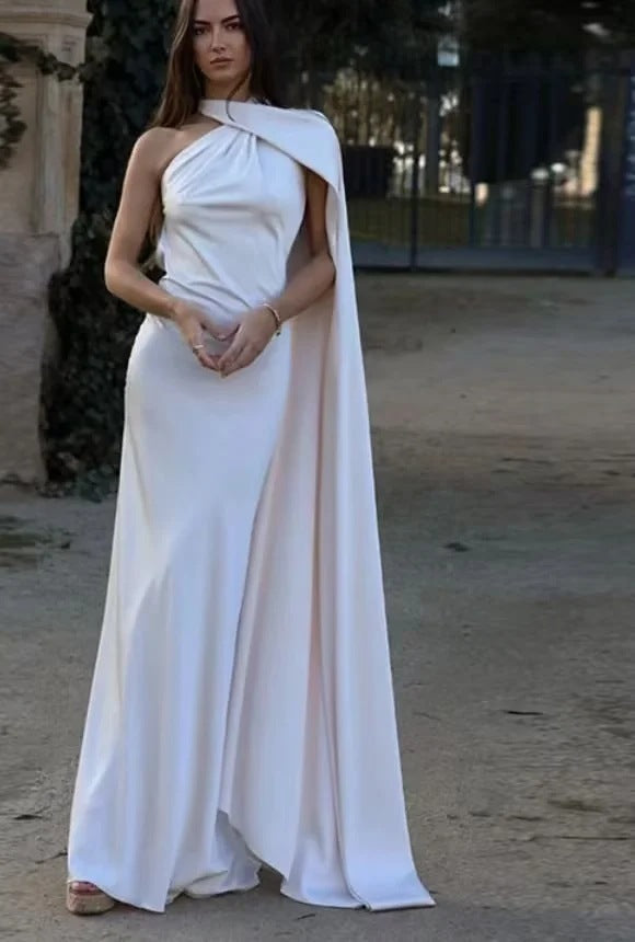 Women's Silk Satin Texture Ribbon Halter Dress Dresses