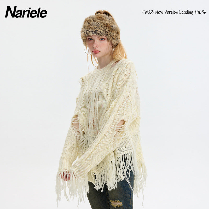 Ripped Design Loose Long Sleeve Idle Sweaters