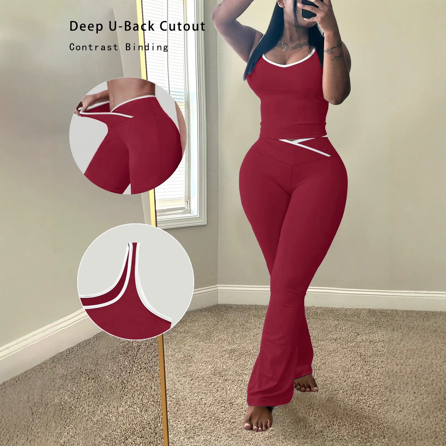 Women's Round Neck With Trousers Two-piece Summer Vests