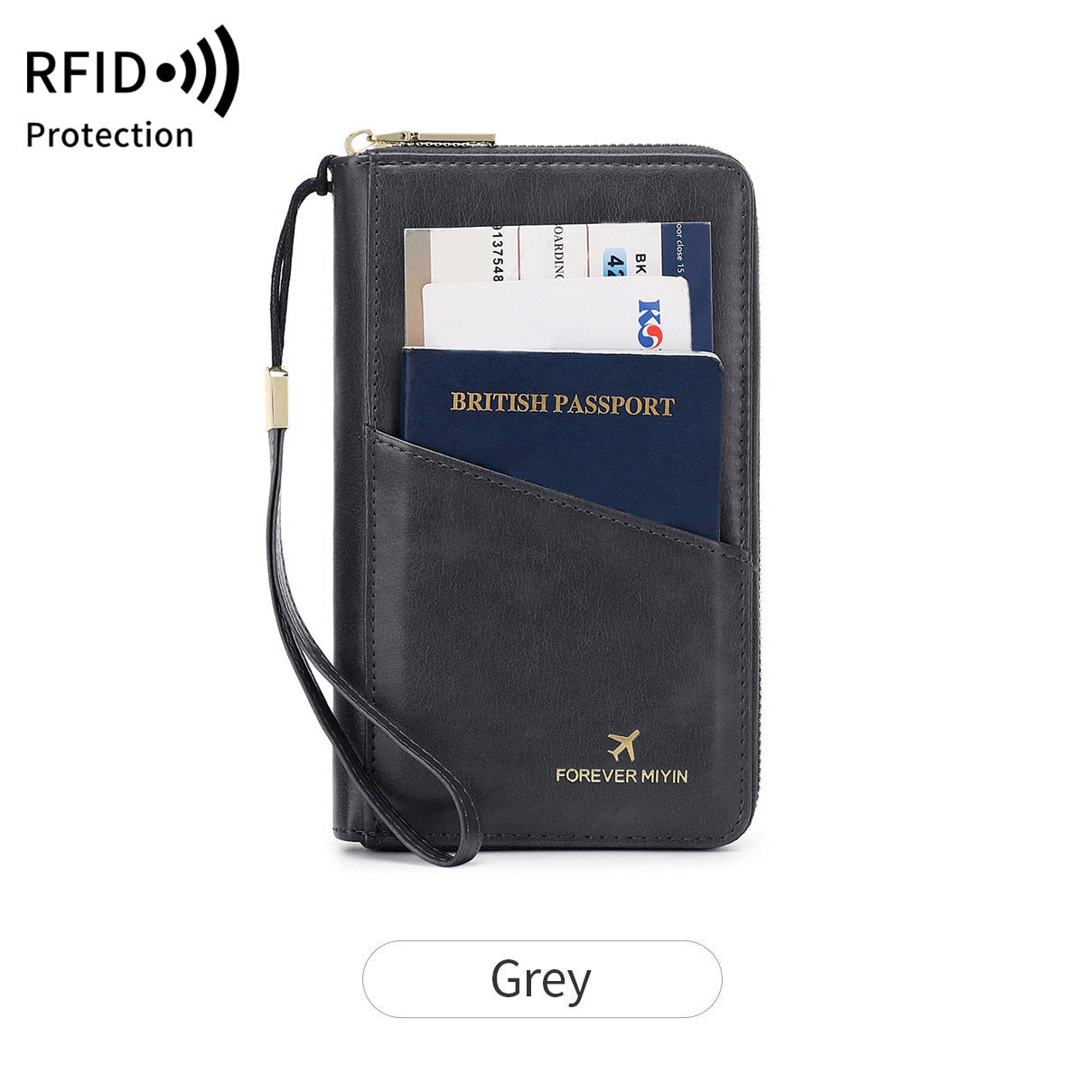 Swiping Long Zipper Passport Ticket Storage Id Package