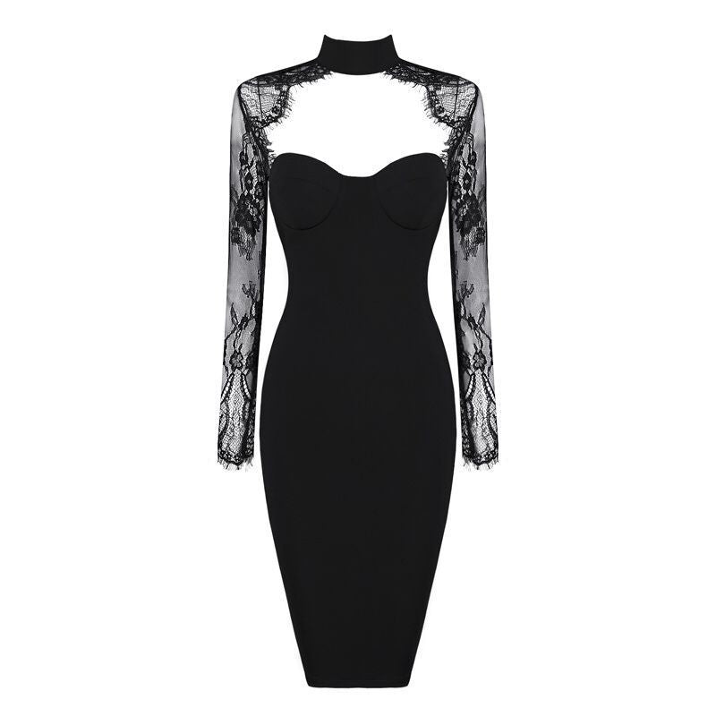 Fashion Sexy Halter Tube Lace Dress Banquet Dresses