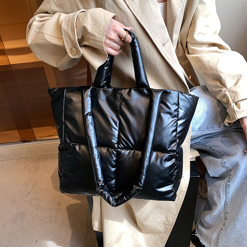 Women's Textured Down Large Capacity Fashion Commuter Tote Bags