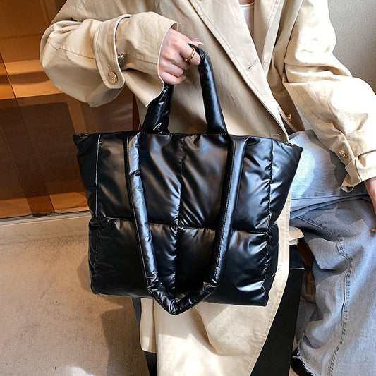 Women's Textured Down Large Capacity Fashion Commuter Tote Bags