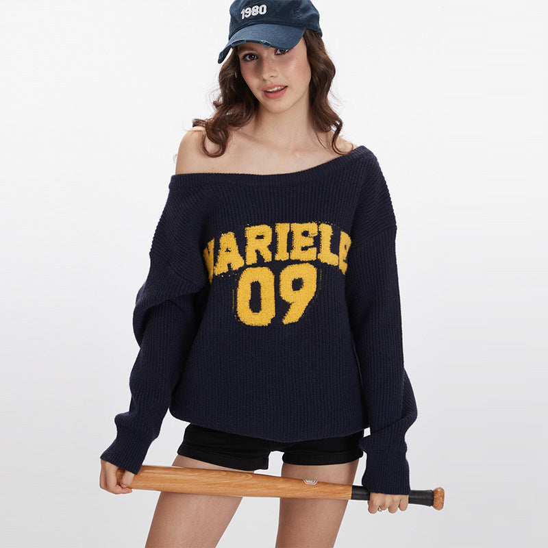 Women's Pullover Retro Diagonal Collar Jacquard Casual Sweaters